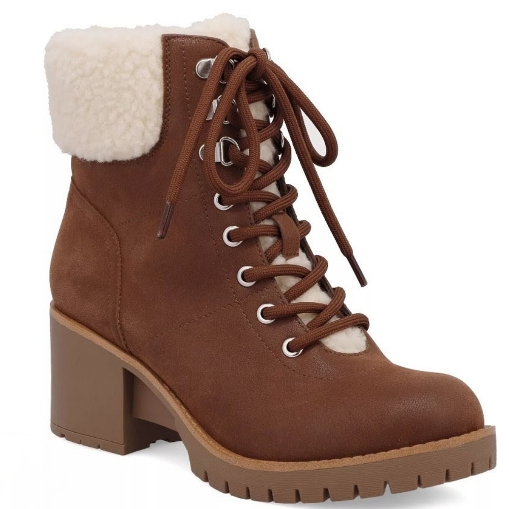 MIA Amore Cold Weather Lace-Up Block Heel Boots- Blaake
